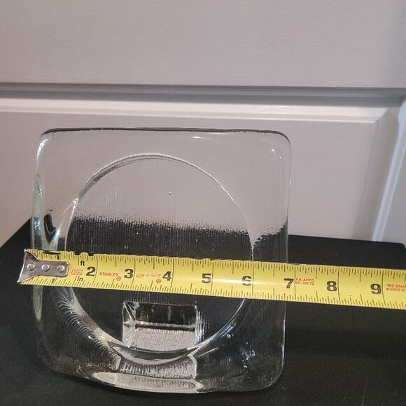 Vintage Wiesenthal Hutte Glass Photo Frame Ribbed MCM Square Weighted Rare - Picture 8 of 9